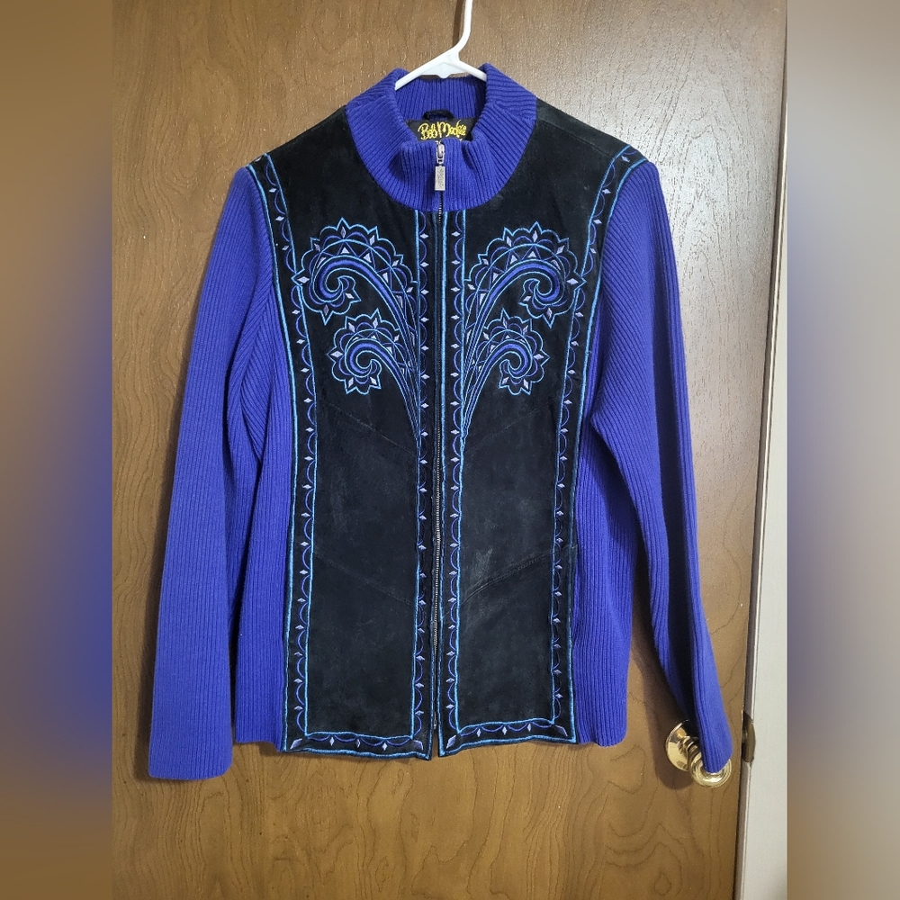 Bob Mackie Vintage Wearable Art Blue and Black Women's Jacket